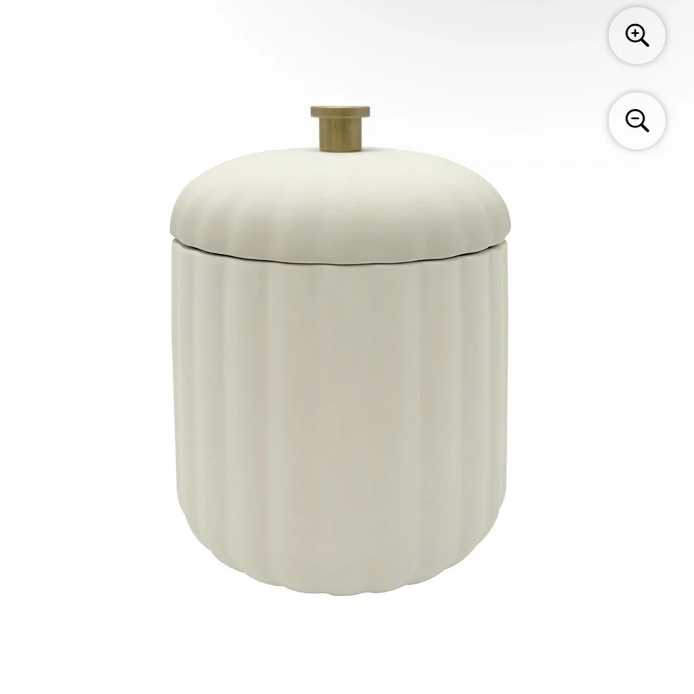 Off-White Bathroom Canister with Lid
